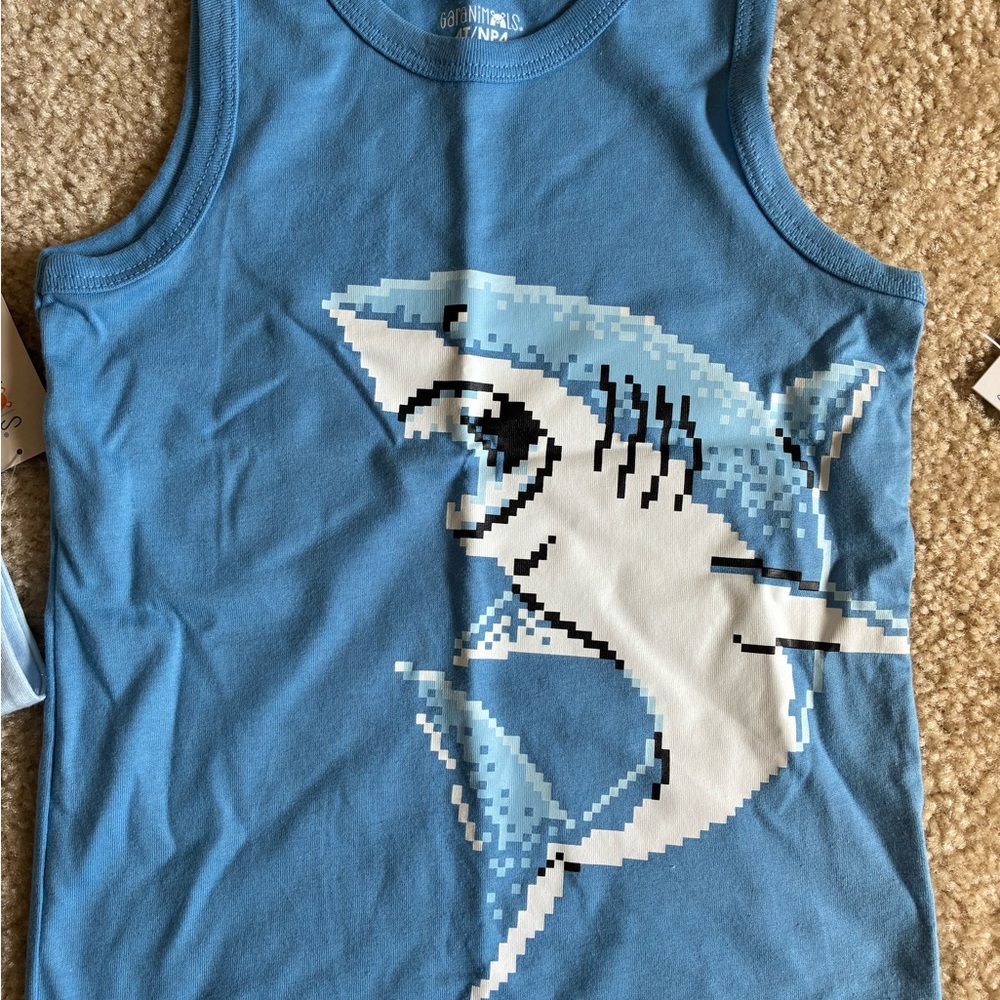 New 3-Pack Boys Summer Tank Tops & Navy Shorts - Shark, Van, Pop Graphics (4T) - Picture 5 of 6